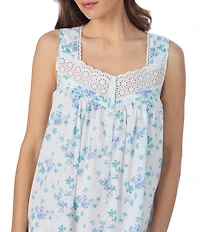 Eileen West Floral Print Sleeveless Sweetheart Neck Woven Short Chemise
