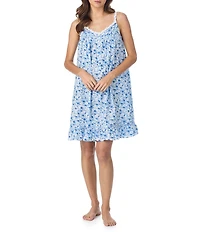 Eileen West Floral Print Sleeveless V-Neck Woven Chemise