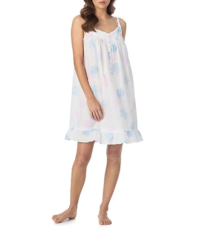 Eileen West Hydrangea Print Sleeveless V-Neck Woven Chemise