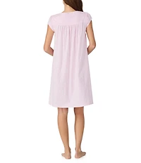 Eileen West Jersey Knit Cap Sleeve Sweetheart Neck Floral Print Short Nightgown