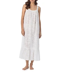 Eileen West Jocelyn Modern Floral Devore Sleeveless Scoop Neck Woven Ballet Nightgown