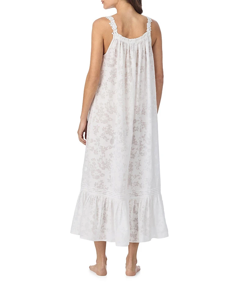 Eileen West Jocelyn Modern Floral Devore Sleeveless Scoop Neck Woven Ballet Nightgown