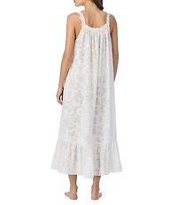 Eileen West Jocelyn Modern Floral Devore Sleeveless Scoop Neck Woven Ballet Nightgown