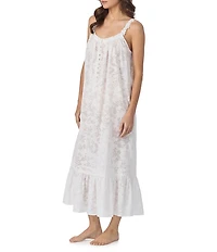 Eileen West Jocelyn Modern Floral Devore Sleeveless Scoop Neck Woven Ballet Nightgown
