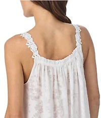 Eileen West Jocelyn Modern Floral Devore Sleeveless Scoop Neck Woven Ballet Nightgown