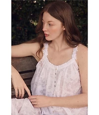 Eileen West Jocelyn Modern Floral Devore Sleeveless Scoop Neck Woven Ballet Nightgown