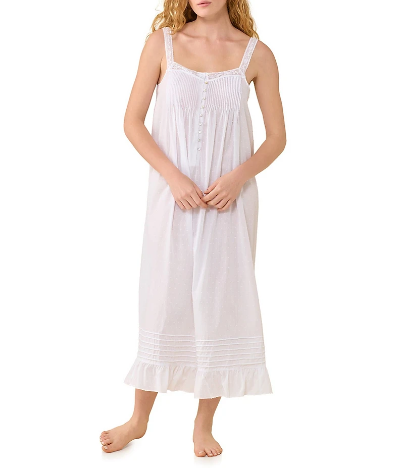 Eileen West Julia Solid Sleeveless Sweetheart Neck Swiss Dot Woven Ballet Nightgown