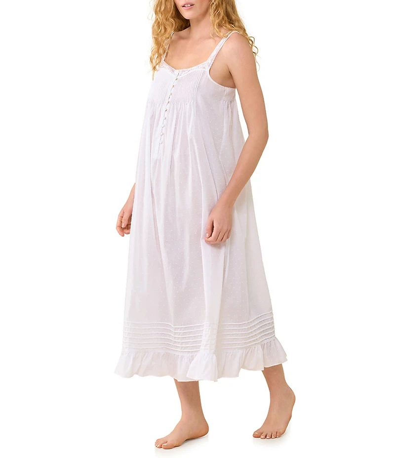 Eileen West Julia Solid Sleeveless Sweetheart Neck Swiss Dot Woven Ballet Nightgown