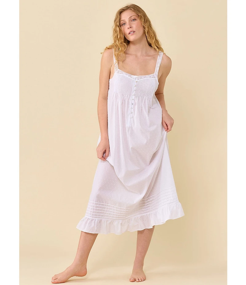 Eileen West Julia Solid Sleeveless Sweetheart Neck Swiss Dot Woven Ballet Nightgown