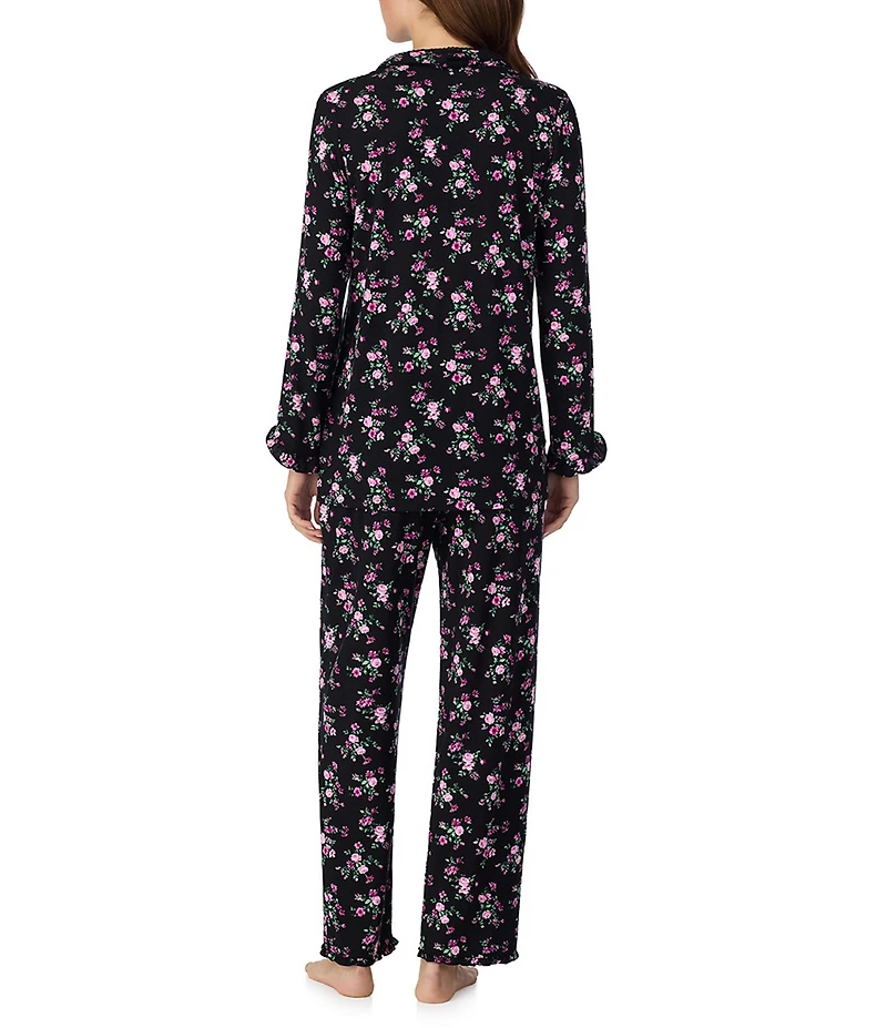 Eileen West Long Sleeve Notch Collar Floral Jersey Knit Long Pajama Set