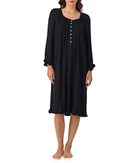 Eileen West Long Sleeve Sweetheart Neck Knit Waltz Nightgown