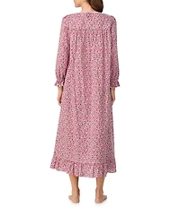 Eileen West Long Sleeve Sweetheart Neck Lace Ditsy Floral Print Woven Ballet Nightgown