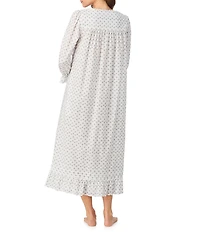 Eileen West Long Sleeve Sweetheart Neck Lace Mistletoe Print Woven Ballet Holiday Nightgown