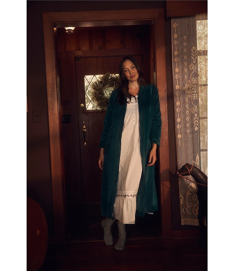 Eileen West Long Sleeve Sweetheart Neck Woven Cotton Ballet Nightgown