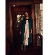 Eileen West Long Sleeve Sweetheart Neck Woven Cotton Ballet Nightgown