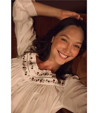 Eileen West Long Sleeve Sweetheart Neck Woven Cotton Ballet Nightgown