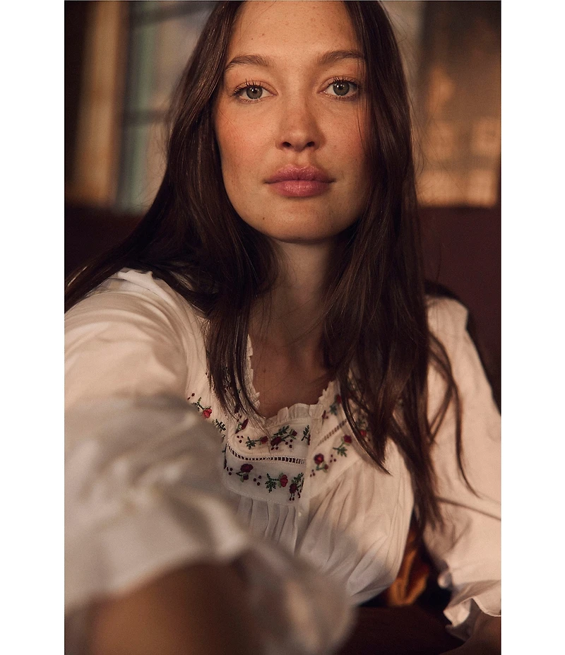 Eileen West Long Sleeve Sweetheart Neck Woven Cotton Ballet Nightgown