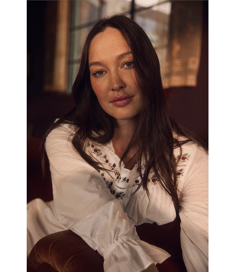 Eileen West Long Sleeve Sweetheart Neck Woven Cotton Ballet Nightgown