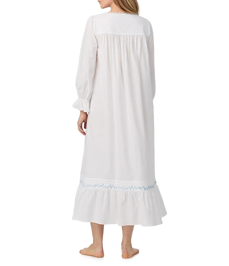 Eileen West Long Sleeve Sweetheart Neck Woven Cotton Ballet Nightgown