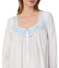Eileen West Long Sleeve Sweetheart Neck Woven Cotton Ballet Nightgown