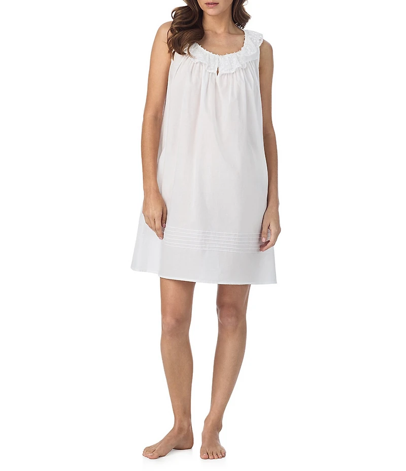 Eileen West Mesh Dot Sleeveless Round Neck Woven Chemise