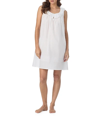 Eileen West Mesh Dot Sleeveless Round Neck Woven Chemise