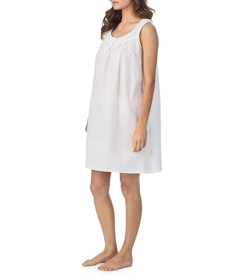 Eileen West Mesh Dot Sleeveless Round Neck Woven Chemise