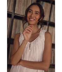 Eileen West Mesh Dot Sleeveless Round Neck Woven Chemise