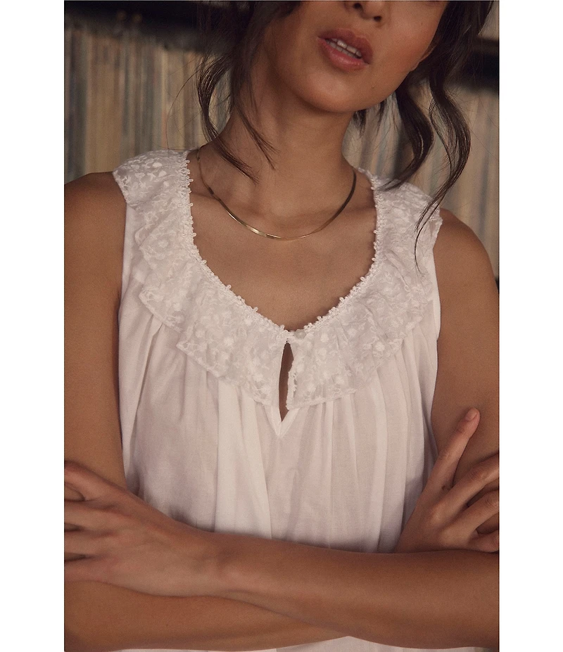 Eileen West Mesh Dot Sleeveless Round Neck Woven Chemise