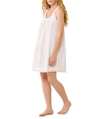 Eileen West Modern Solid Sleeveless Scoop Neck Woven Cotton Short Chemise