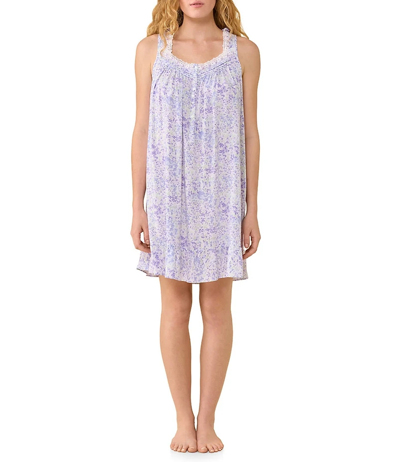 Eileen West Multi Print Sleeveless Sweetheart Neck Woven Short Chemise