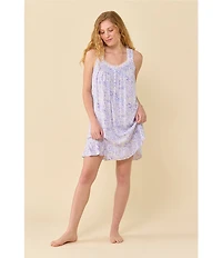 Eileen West Multi Print Sleeveless Sweetheart Neck Woven Short Chemise