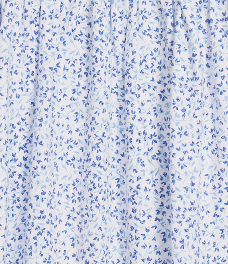 Eileen West Plus Size Ditsy Print Long Sleeve Square Neck Jersey Knit Long Nightgown