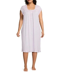 Eileen West Plus Size Floral Cap Sleeve Sweetheart Neck Modal Jersey Knit Waltz Nightgown