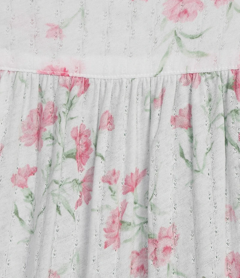 Eileen West Plus Size Floral Print Cap Sleeve V Neck Pointelle Waltz Nightgown