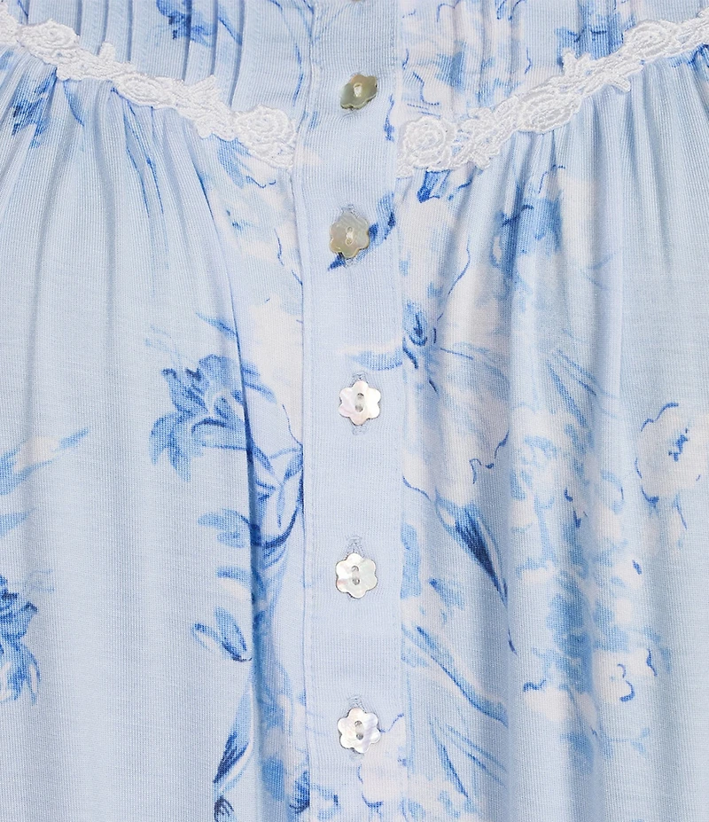 Eileen West Plus Size Printed Cap Sleeve Scoop Neck Jersey Knit Waltz Nightgown