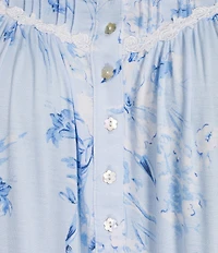 Eileen West Plus Size Printed Cap Sleeve Scoop Neck Jersey Knit Waltz Nightgown