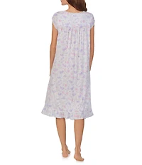 Eileen West Printed Cap Sleeve Sweetheart Neck Knit Short Nightgown