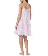 Eileen West Rose Print Cotton Woven Sleeveless Sweetheart Neck Isabell Short Chemise