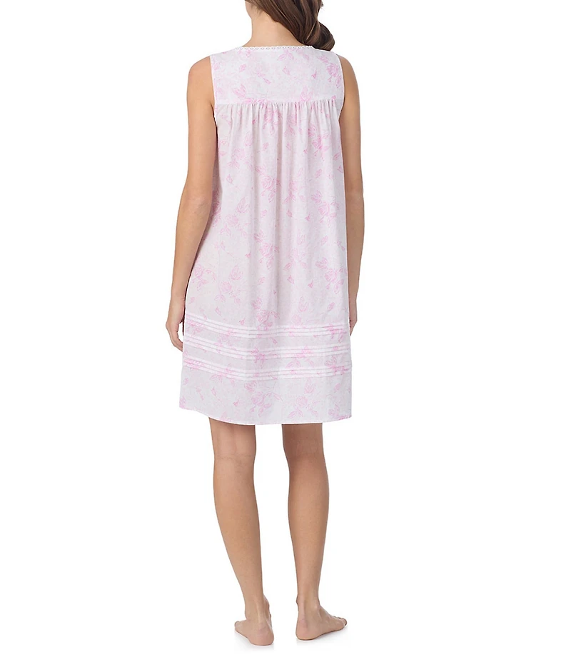 Eileen West Rose Print Sleeveless Sweetheart Neck Woven Short Chemise