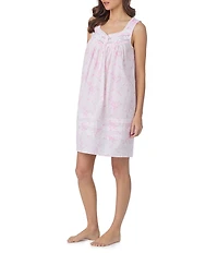 Eileen West Rose Print Sleeveless Sweetheart Neck Woven Short Chemise