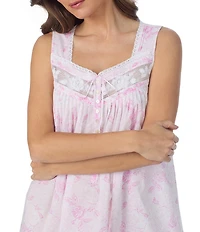 Eileen West Rose Print Sleeveless Sweetheart Neck Woven Short Chemise