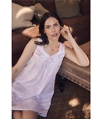 Eileen West Rose Print Sleeveless Sweetheart Neck Woven Short Chemise
