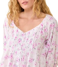Eileen West Rosebud Print 3/4 Sleeve V-Neck Ballet Nightgown