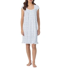 Eileen West Rosebud Print Cap Sleeve Sweetheart Neck Jersey Knit Short Nightgown