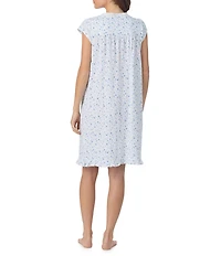 Eileen West Rosebud Print Cap Sleeve Sweetheart Neck Jersey Knit Short Nightgown