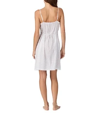 Eileen West Rosewood Print Swiss Dot Sleeveless Sweetheart Neck Woven Chemise