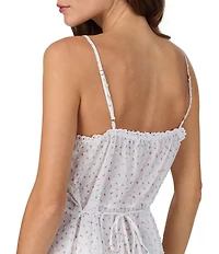 Eileen West Rosewood Print Swiss Dot Sleeveless Sweetheart Neck Woven Chemise