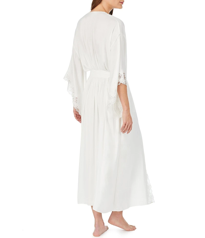 Eileen West Satin & Lace Long Wrap Robe