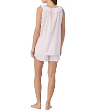 Eileen West Sleeveless Ruffled Round Neck Swiss Dot Shorty Pajama Set